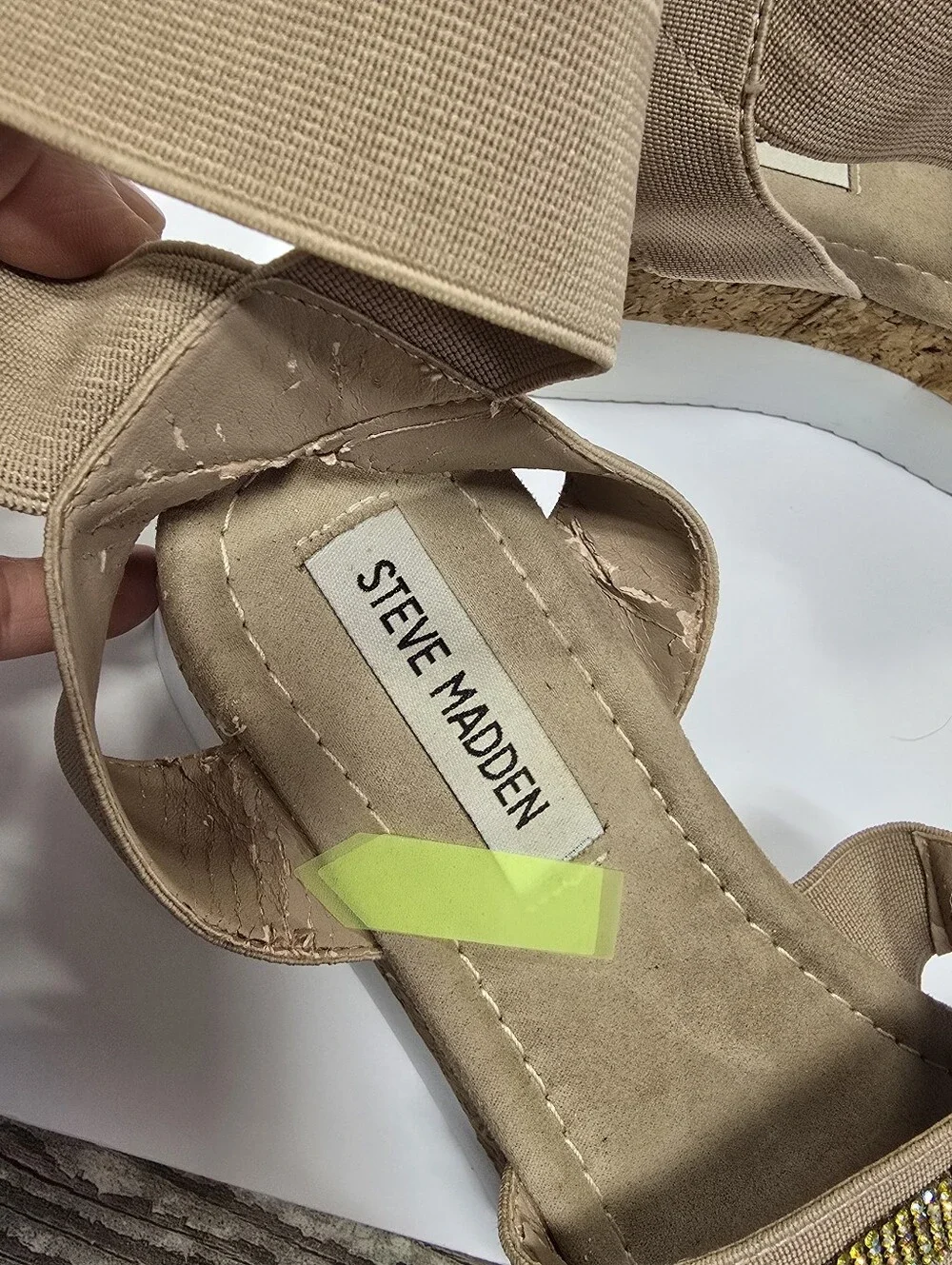 Steve Madden Heidi Rhinestone Strappy Ankle Strap Platform Wedge Sandals Size 6